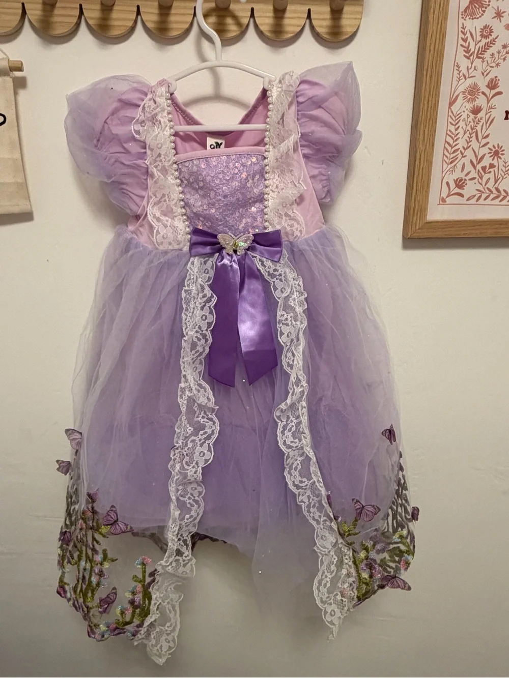 Lavender Butterfly Rapunzel Princess Costume Dress for Kids